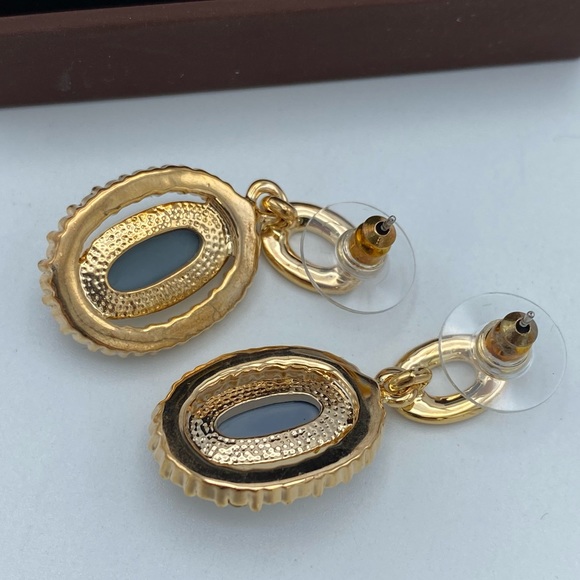 NEW Cat Eye Jewels Cubic Zirconia Dangle Stud Pierced Earrings - Picture 5 of 12